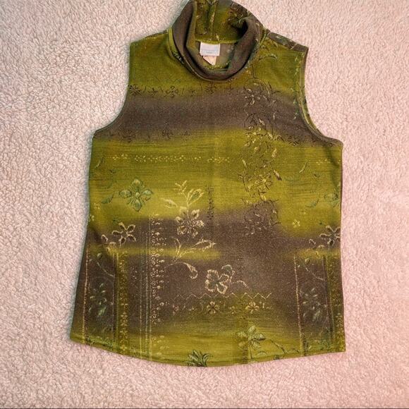 Studio C Green Floral Print Sparkle Tank 14/16 - Picture 1 of 8